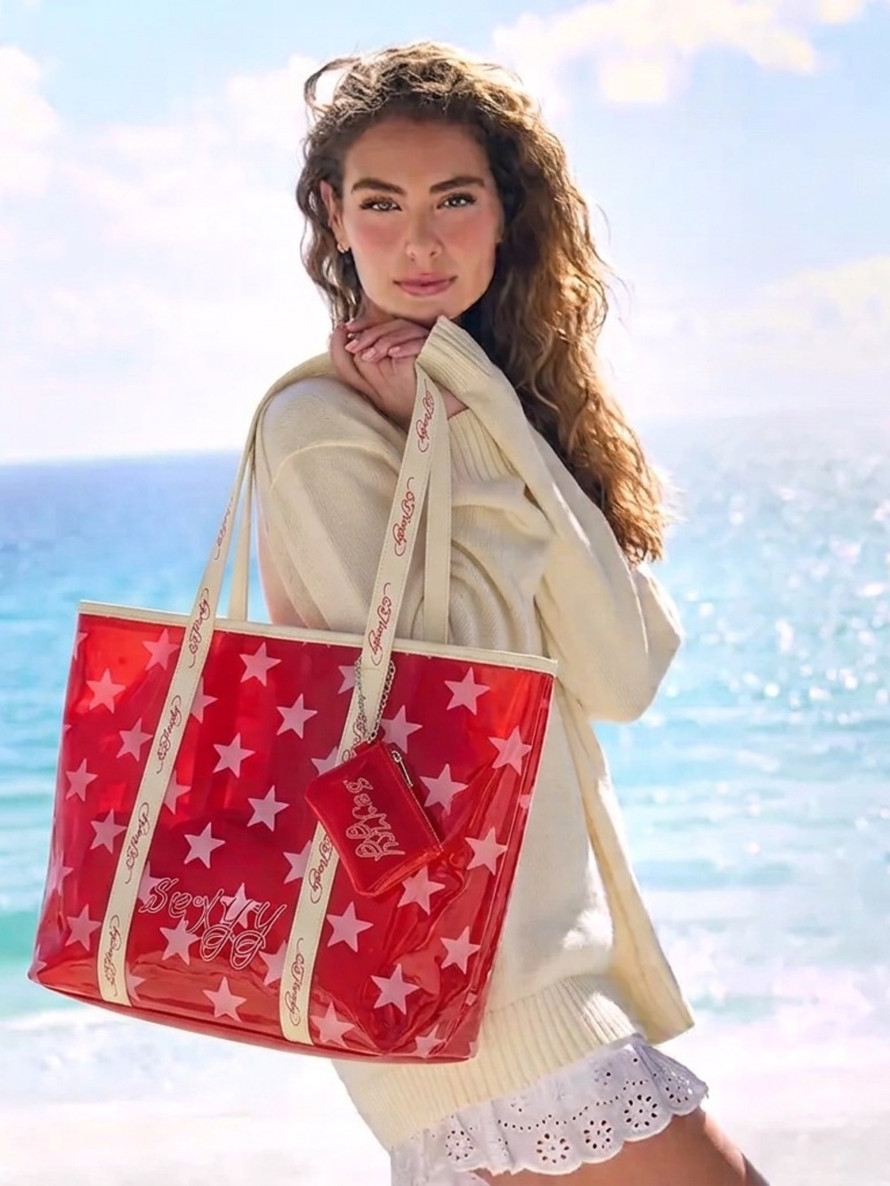 Ed Hardy Red Star PVC Clear Large Tote - NWT / Unused
